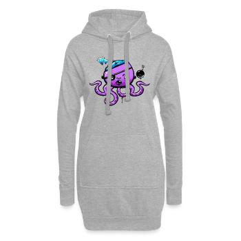Piraten-Oktopus mit Bombe - Hoodie-Kleid - Grau meliert - Vorne