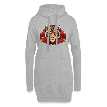 Tiger with Background - Hoodie-Kleid - Grau meliert - Vorne