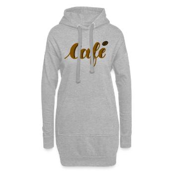 lettrage café - Sweat-shirt à capuche long Femme - gris chiné - Devant