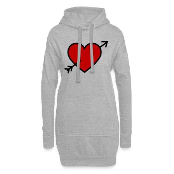 Symbole de coeur Flèche - Sweat-shirt à capuche long Femme - gris chiné - Devant