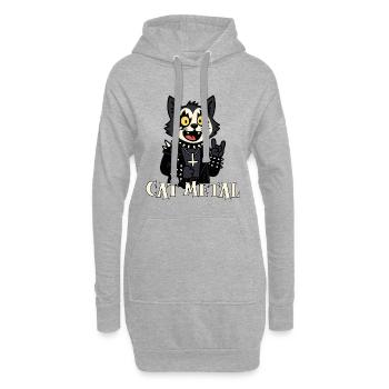 Gothischer Katzen-Metal-Design - Hoodie-Kleid - Grau meliert - Vorne