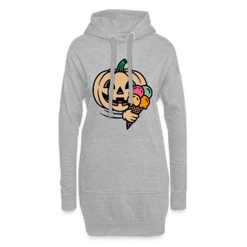 citrouille Halloween glace joie dessin animé - Sweat-shirt à capuche long Femme - gris chiné - Devant
