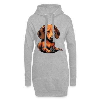 Dackel Dackelbesitzer Dackelliebhaber Dachshund - Hoodie-Kleid - Grau meliert - Vorne