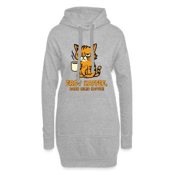 Erst Kaffee Dann Mehr Kaffee Katze - Hoodie-Kleid - Grau meliert - Vorne