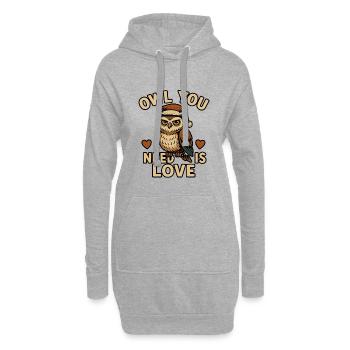Owl You Need Is Love Weihnachtseule - Hoodie-Kleid - Grau meliert - Vorne