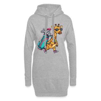 Lustiger Giraffen-Golfer Cartoon Cooles Golftier - Hoodie-Kleid - Grau meliert - Vorne