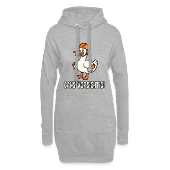 Dessin animé de l’oie au casque Oie prudente - Sweat-shirt à capuche long Femme - gris chiné - Devant