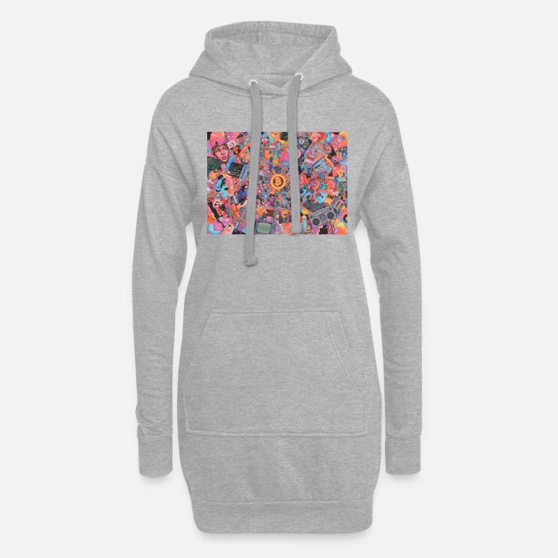 Bitcoin Bazooka – PopArt 3 - Hoodie-Kleid - Grau meliert