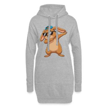 Dessins animés de lunettes de soleil en forme de lapin à appliquer - Sweat-shirt à capuche long Femme - gris chiné - Devant