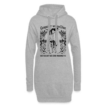 Gearbeitet Wie Ein Löwe, - Hoodie-Kleid - Grau meliert - Vorne