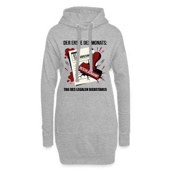 Le premier jour du mois : Journée du vol légal - Sweat-shirt à capuche long Femme - gris chiné - Devant