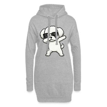 Dab du maltais - Sweat-shirt à capuche long Femme - gris chiné - Devant