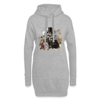 Collage fantastique victorien - Sweat-shirt à capuche long Femme - gris chiné - Devant