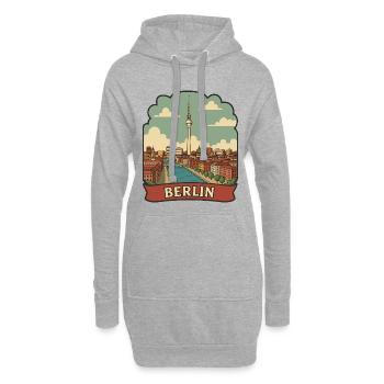 Autocollant de voyage vintage Berlin Brandenburg Gate - Sweat-shirt à capuche long Femme - gris chiné - Devant