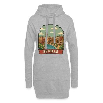 Autocollant rétro de voyage de la Plaza de España de Seville Plaza de España - Sweat-shirt à capuche long Femme - gris chiné - Devant