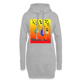 Kongolesische Pioniere und fliegende Schmetterlinge - Hoodie-Kleid - Grau meliert - Vorne