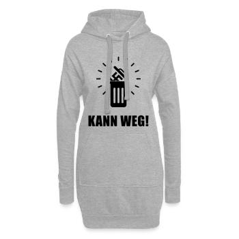 Kann Weg! (Gegen Rechts, Nie Wieder, Politik / B) - Hoodie-Kleid - Grau meliert - Vorne