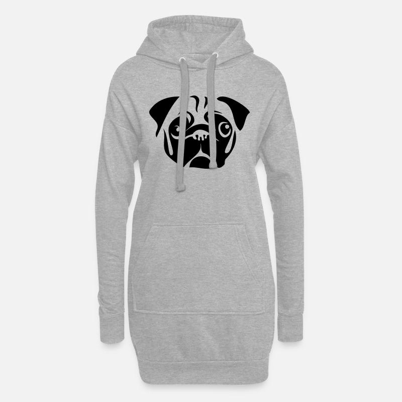 Mops - Hoodie-Kleid - Grau meliert