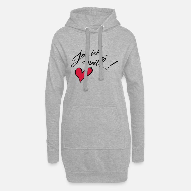 Ja, ich will! - Hoodie-Kleid - Grau meliert