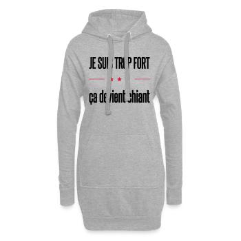 trop fort - Sweat-shirt à capuche long Femme - gris chiné - Devant
