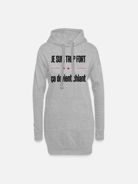 trop fort - Sweat-shirt à capuche long Femme - gris chiné