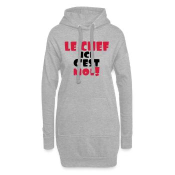 le chef ici c'est moi - Sweat-shirt à capuche long Femme - gris chiné - Devant