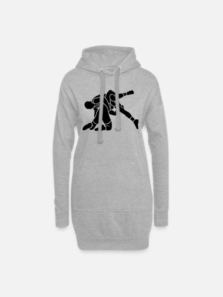 wrestling throw - Hoodie Dress - heather grey