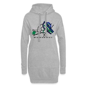 carte de la ville de Vienne Vienne - Sweat-shirt à capuche long Femme - gris chiné - Devant