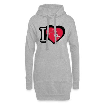 grs love coeur heart gymnastique3 - Sweat-shirt à capuche long Femme - gris chiné - Devant
