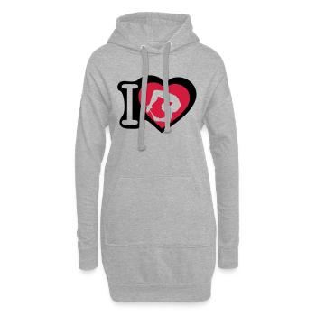 grs love coeur heart gymnastique8 - Sweat-shirt à capuche long Femme - gris chiné - Devant