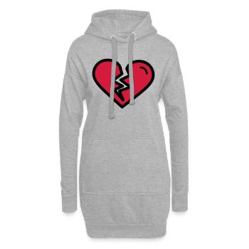 Gebrochenes Herz, Herzschmerzunglücklich verliebt - Hoodie-Kleid - Grau meliert - Vorne
