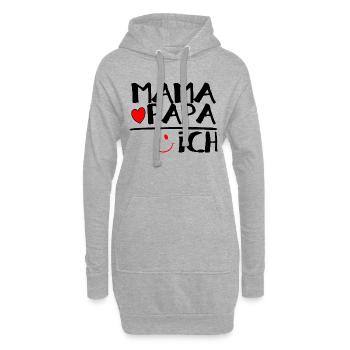 Mama + Papa = Ich - Hoodie-Kleid - Grau meliert - Vorne