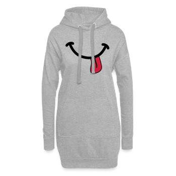 SMILEY - Sweat-shirt à capuche long Femme - gris chiné - Devant