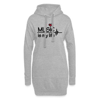 Music is my life - Sweat-shirt à capuche long Femme - gris chiné - Devant