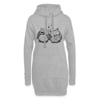 verliebte Eulen - Hoodie-Kleid - Grau meliert - Vorne