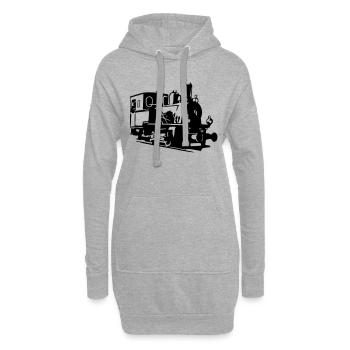 Dampflok 2 - Hoodie-Kleid - Grau meliert - Vorne