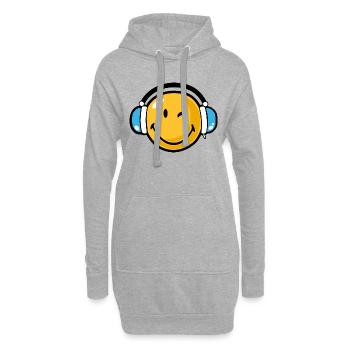 Smiley headphones - Sweat-shirt à capuche long Femme - gris chiné - Devant