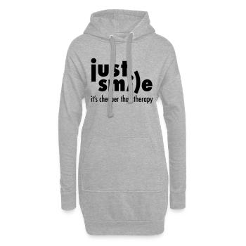Just Smile - It's Cheaper Than Therapy - Hoodie-Kleid - Grau meliert - Vorne
