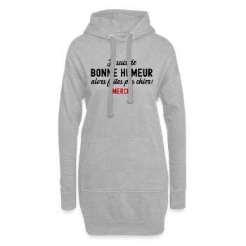 je suis de bonne humeur alors faites pas chier - Sweat-shirt à capuche long Femme - gris chiné - Devant