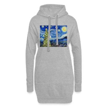 Van Gough Starry Night - Christmas Tree Trending - Sweat-shirt à capuche long Femme - gris chiné - Devant