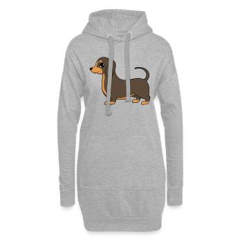 Dackel - Hoodie-Kleid - Grau meliert - Vorne