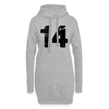 14 - Sweat-shirt à capuche long Femme - gris chiné - Devant