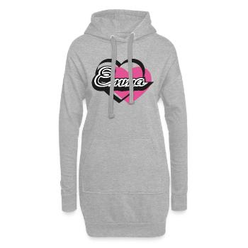 Name Emma Herz - Hoodie-Kleid - Grau meliert - Vorne