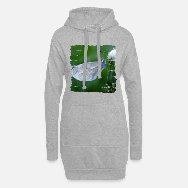 Schmetterling ruht auf einer Distel - Hoodie-Kleid - Grau meliert