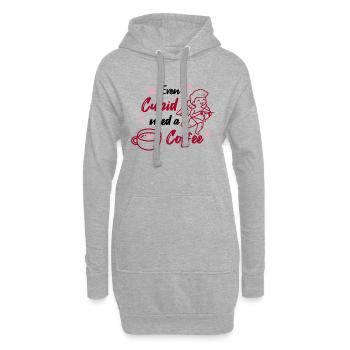 Even Cupid Needs A Coffee Valentine - Hoodie-Kleid - Grau meliert - Vorne