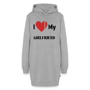 J’aime ma copine - Sweat-shirt à capuche long Femme - gris chiné - Devant