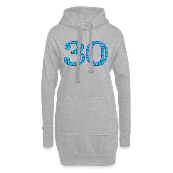 ANNIVERSAIRE. HAPPY BIRTHDAY. JOYEUX ANNIVERSAIRE. - Sweat-shirt à capuche long Femme - gris chiné - Devant