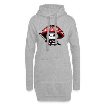 Samouraï champignon 8 bits - Sweat-shirt à capuche long Femme - gris chiné - Devant
