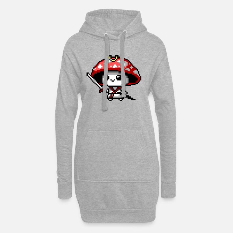 8bit Mushroom Samurai - Hoodie Dress - heather grey