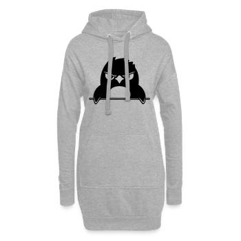 Pinguin Guckt Ernst Böse Gefährlich hinter Mauer - Hoodie-Kleid - Grau meliert - Vorne